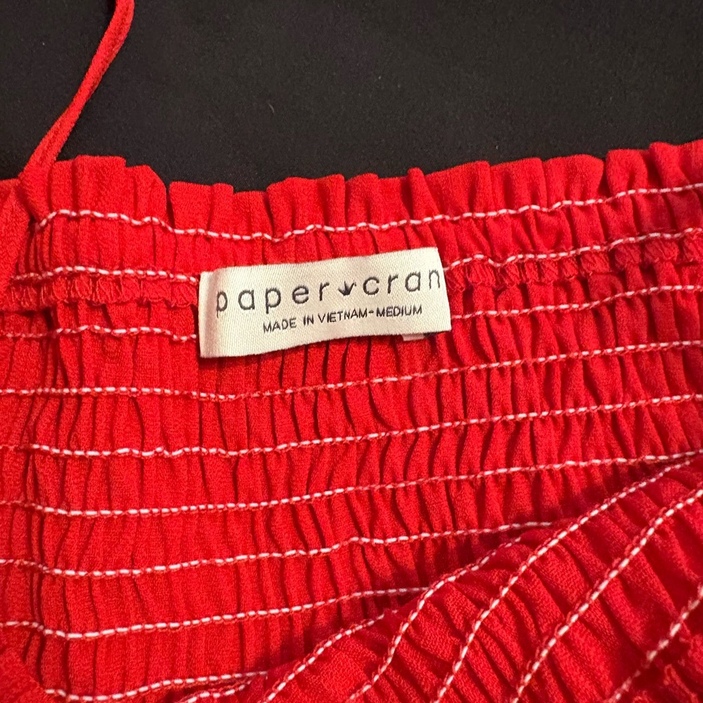Paper Crane Red Ruched Top - Picture 2 of 2